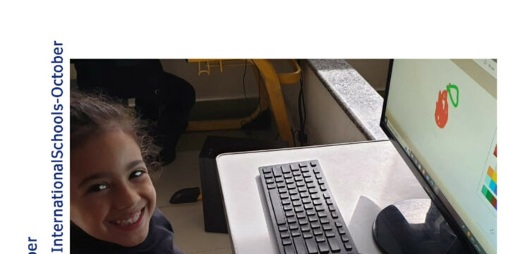 KG2 students from the Semi – International Divison practice mouse skills by painting using Paint 3D.