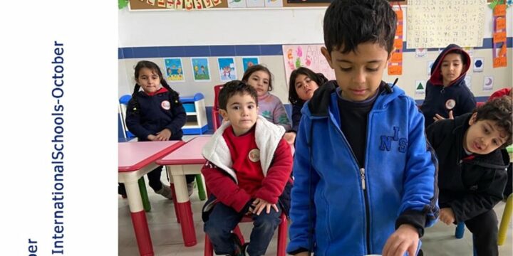 Kg 2 monkeys- Semi International students learn how to compare numbers using Uno cards and blocks.